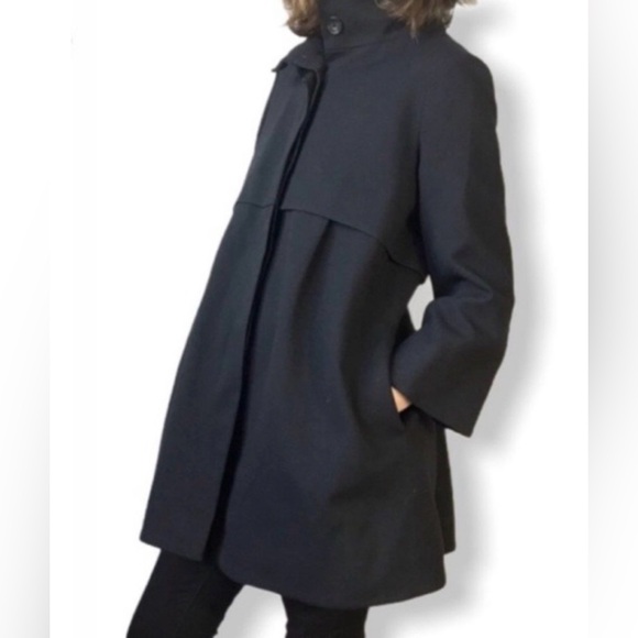 Theory Jackets & Blazers - THEORY Loris Craze Manning Tapered Fitted Coat In Black Wool Size Medium